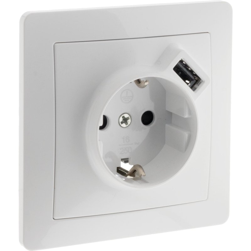 Tomada schuko com usb 2,4a branco