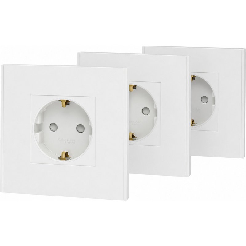 Pack 3 bases schuko branco schneider
