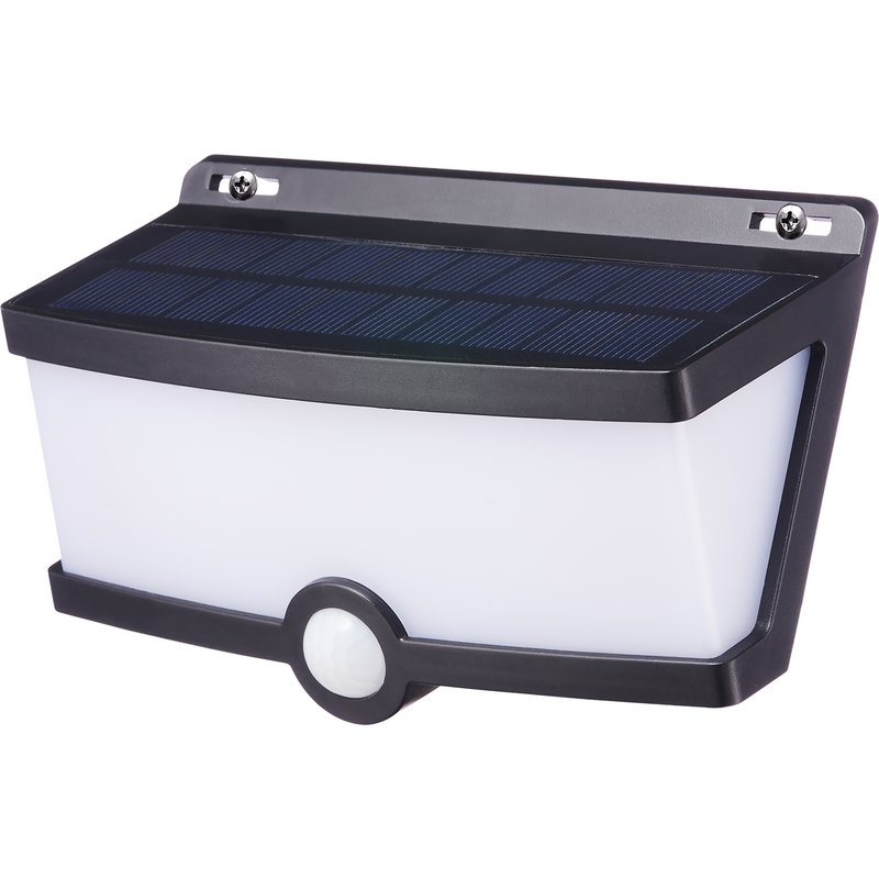 Candeeiro de parede solar com sensor preto 400lm k ip54