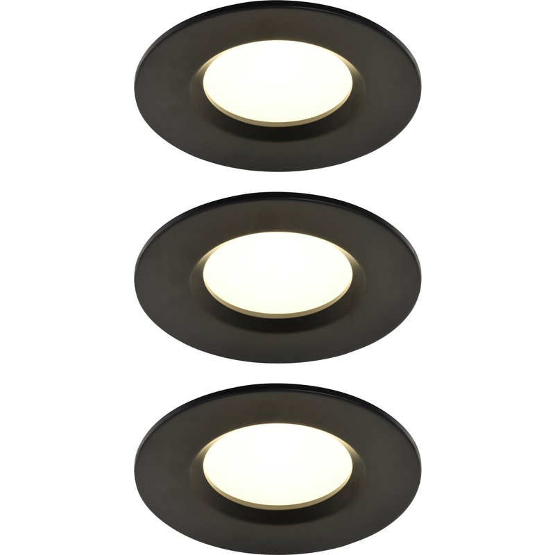 Pack 3 downlights embutidos led interiores pretos cooke & lewis