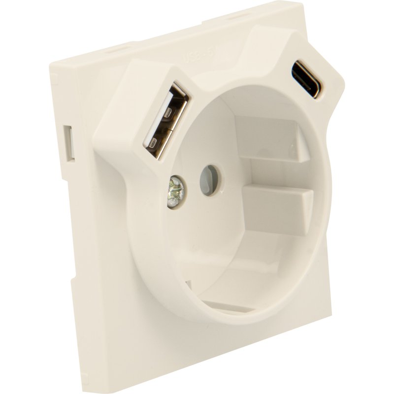 Tapa p/base schuko+usb tipo a y usb tipo c mf
