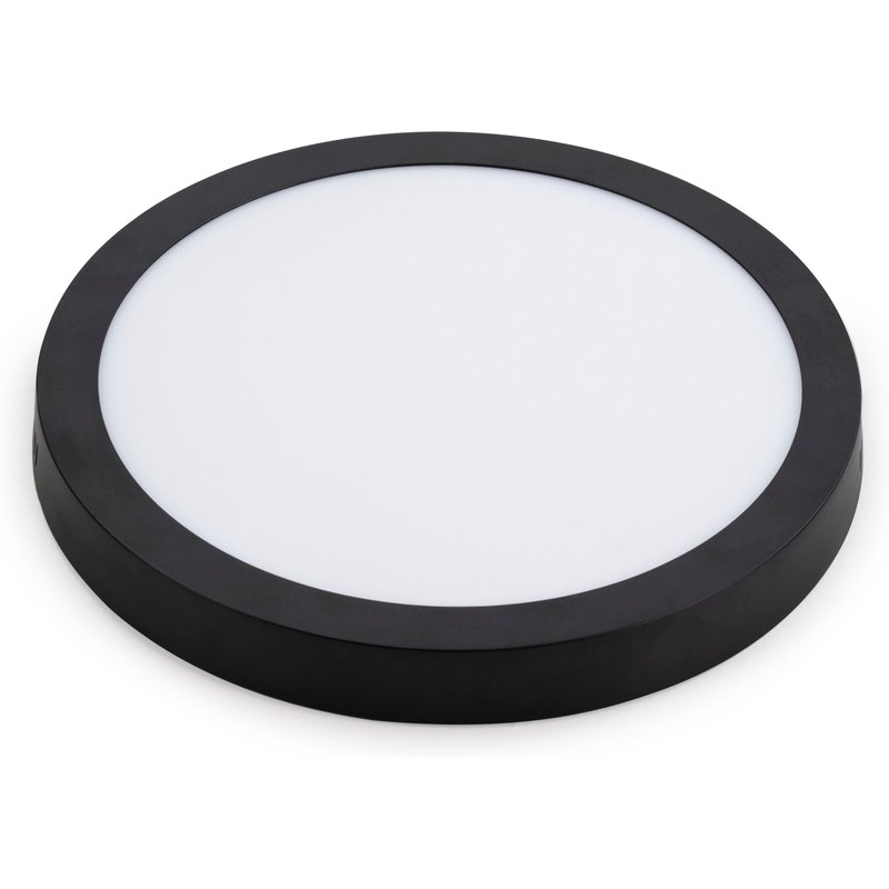 Plafon led 24w redondo metálico preto 30 cm 2160 lm