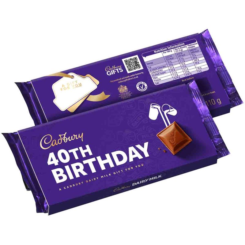 Cadbury Dairy Milk 40th Birthday Chocolate Bar with Sleeve 110g
