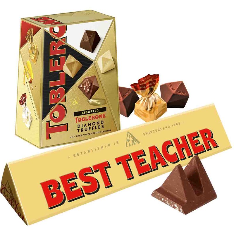 Best Teacher Toblerone Bar & Truffles Chocolate Bundle