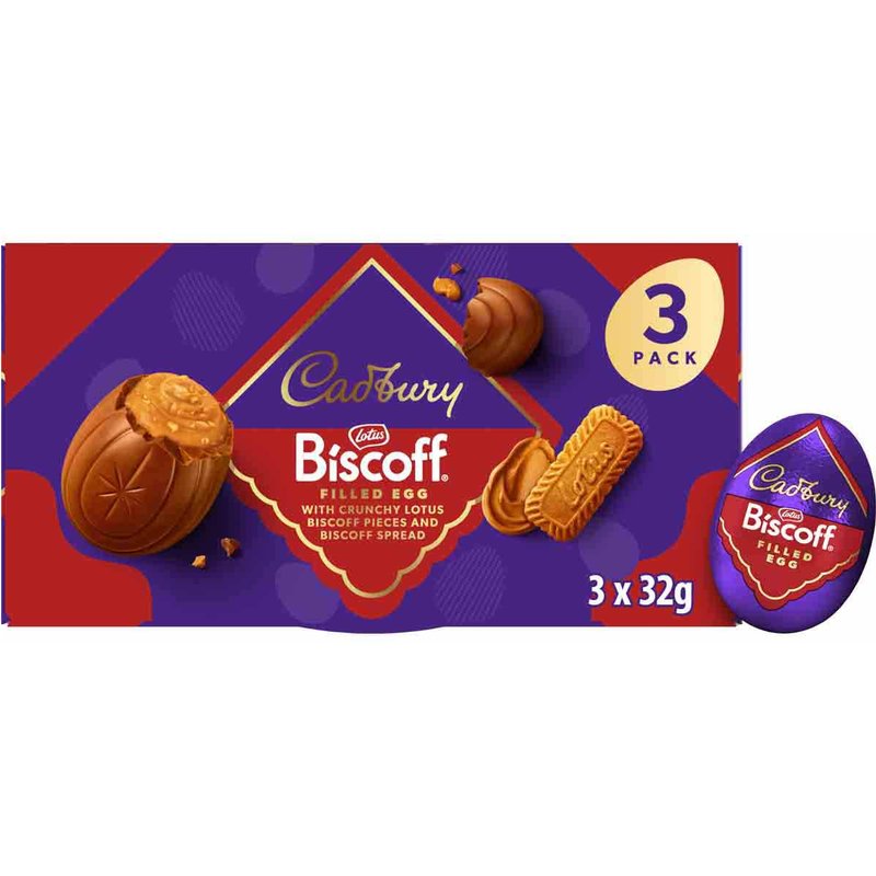 Cadbury Lotus Biscoff Milk Chocolate Egg 96g (Pack of 3)