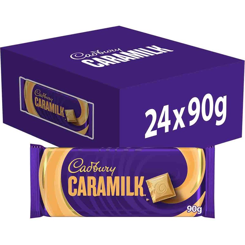 Cadbury Caramilk Golden Caramel Chocolate Bar 90g (Box of 24)
