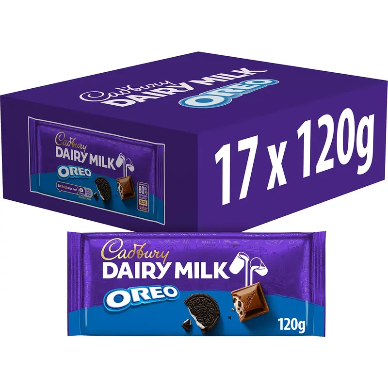 Cadbury Dairy Milk Oreo Chocolate Bar 120g (Box of 17)