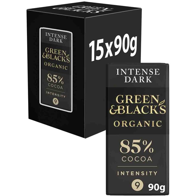 Green & Black's Organic Dark 85% Chocolate Bar 90g (Box of 15)