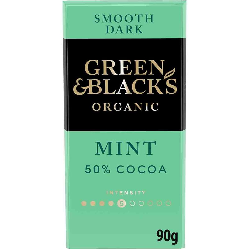 Green & Black's Organic Smooth Mint 50% Dark Chocolate Bar 90g (Box