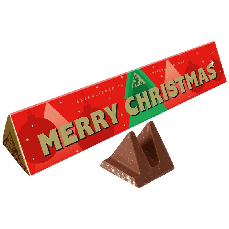 Toblerone Merry Christmas Milk Chocolate Large Bar 340g with Sleeve