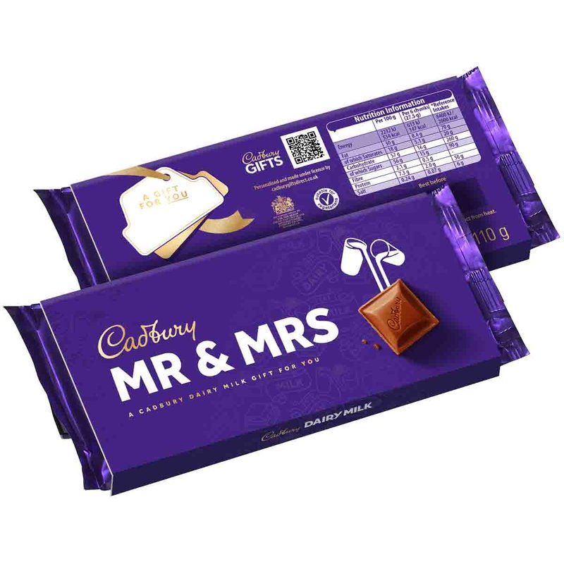Cadbury Dairy Milk Mr & Mrs Chocolate Bar with Sleeve 110g