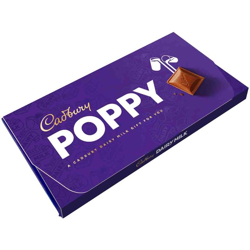 Cadbury Poppy Dairy Milk Chocolate Bar with Gift Envelope 110g