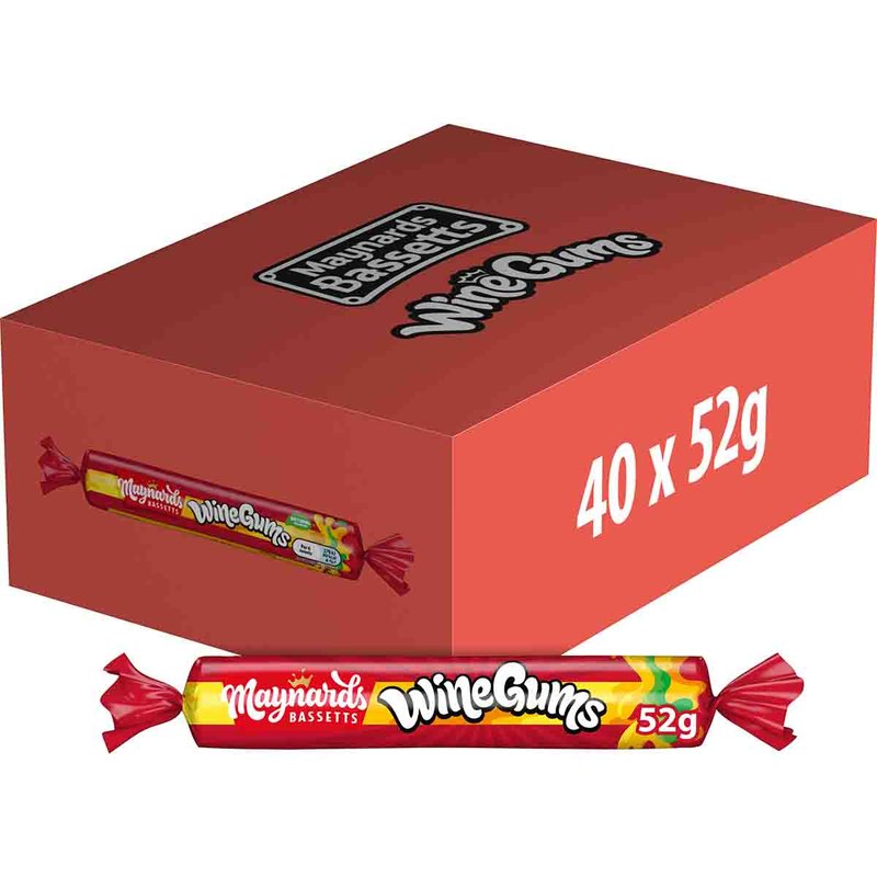 Maynards Bassetts Wine Gums Roll 52g (Box of 40)