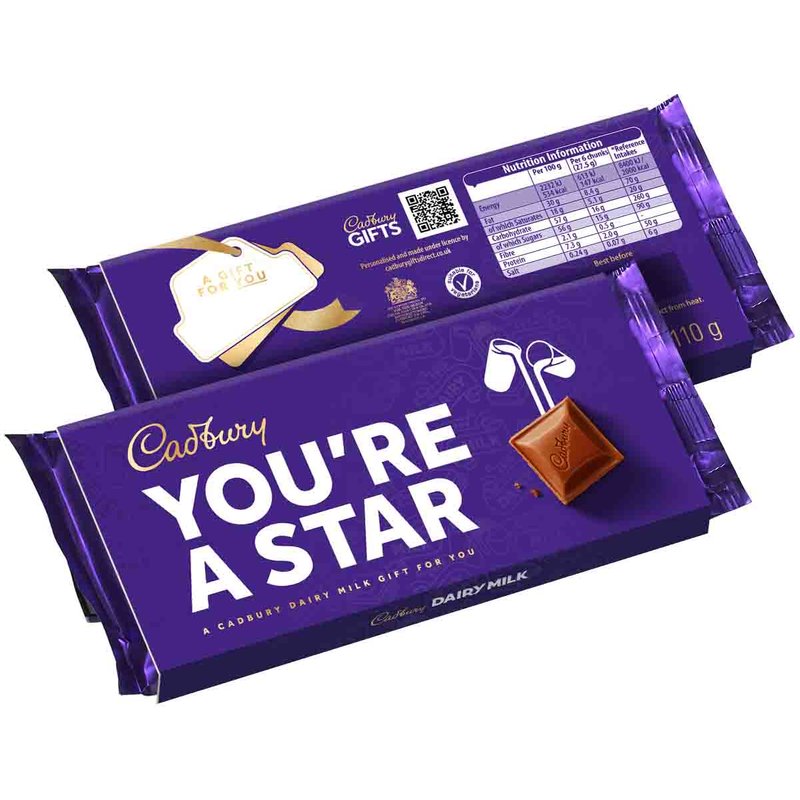 Cadbury Dairy Milk Youre a Star Chocolate Bar Sleeve 110g