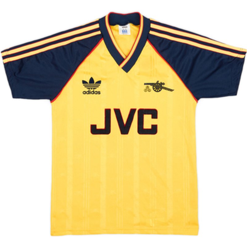 1988-91 Arsenal away shirt in yellow and navy, the kit of the 1989 Anfield title