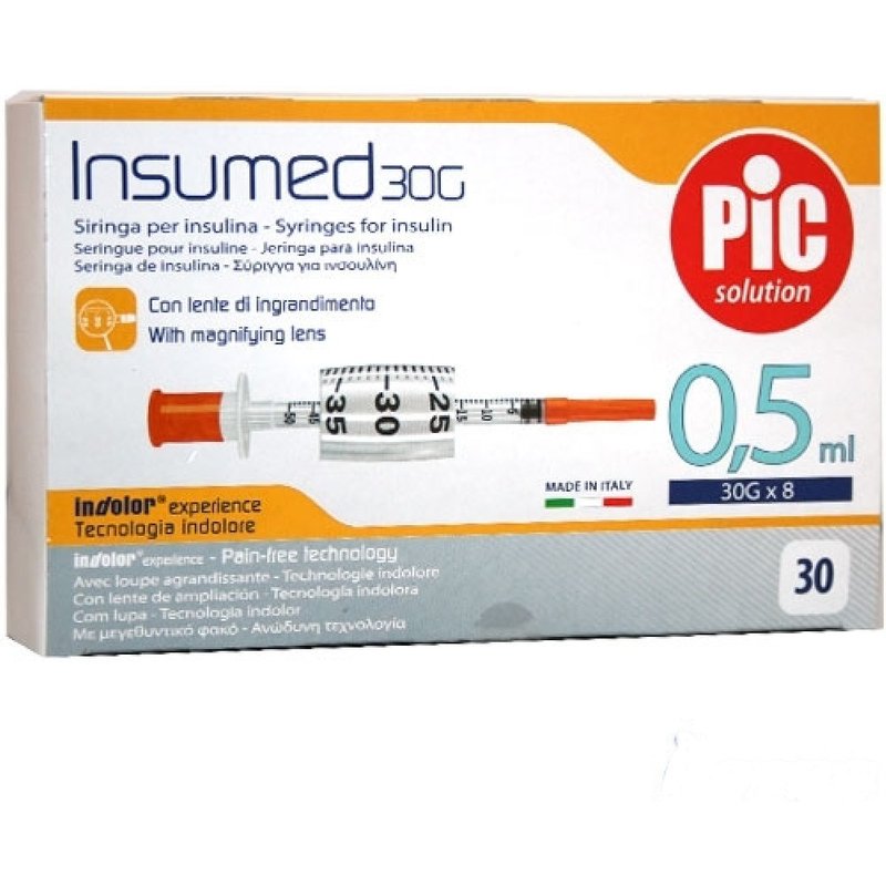 Pic insumed siringa da insulina 0,5ml gauge 30x8mm 30pezzi