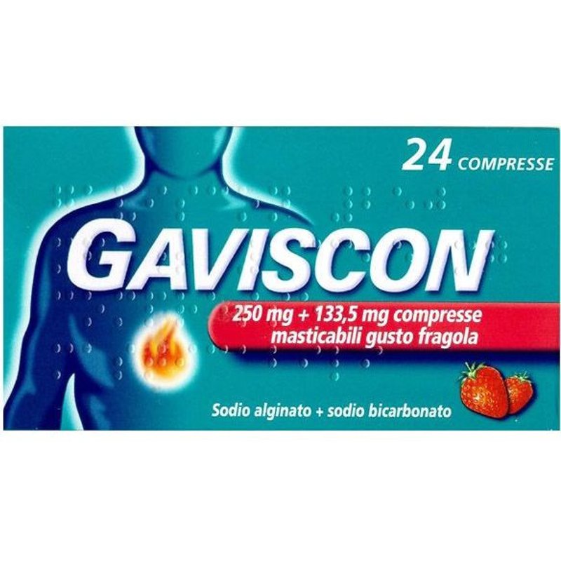 Gaviscon per il bruciore di stomaco 24 compresse gusto fragola