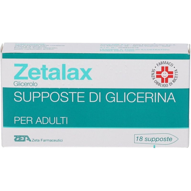 Zetalax supposte di glicerina 2,25g per adulti 18 supposte