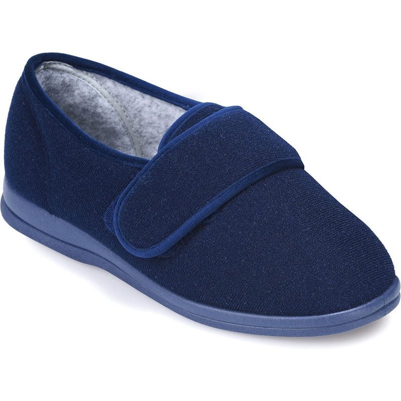 Cosyfeet Holly Single Slipper Navy - Right Foot Women's Extra Wide for Swollen Feet