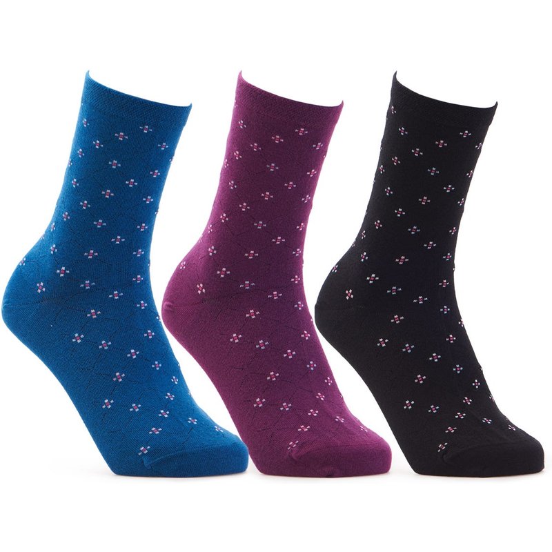 Cosyfeet Women's Cotton‑rich Seam‑free Patterned Socks