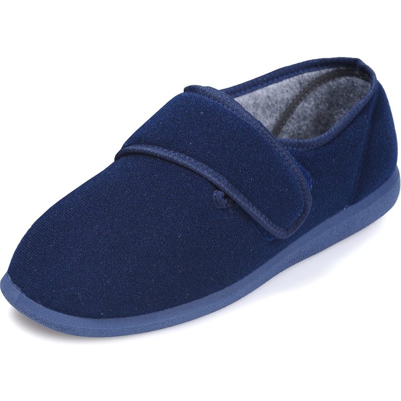 Cosyfeet Richie Single Slipper Navy - Left Foot Men's Extra Wide for Swollen Feet