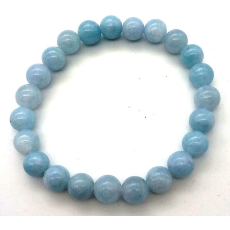 Bracelet Aigue Marine perles 8mm