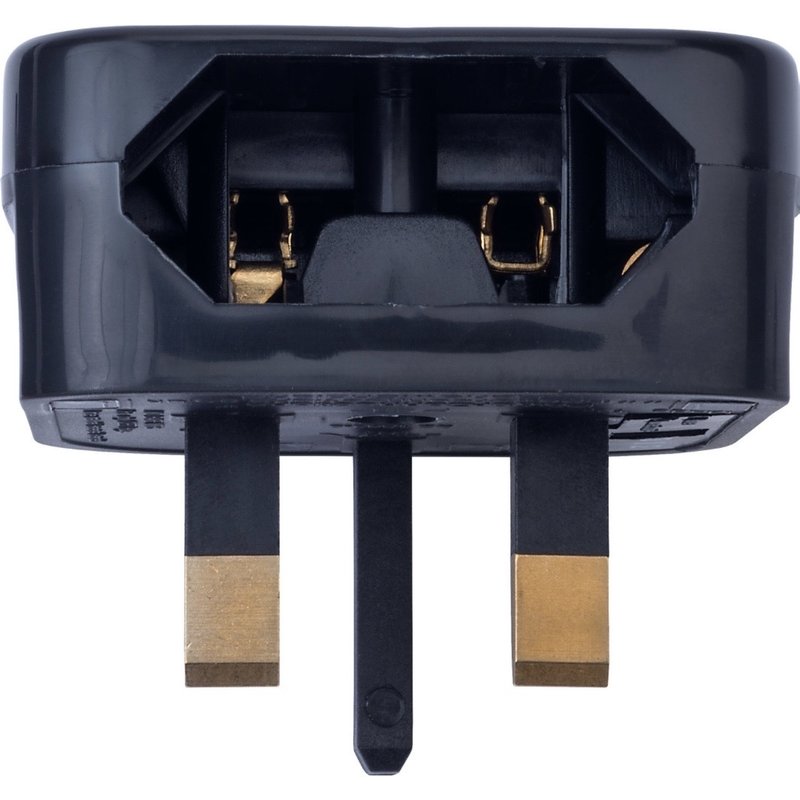 Euro to UK Permanent Fast Fit Converter Plug 5A in Black by Power Connections