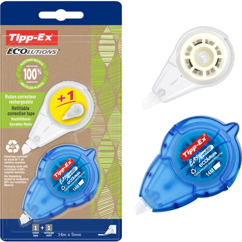 Correctieroller Tipp-ex easy refill ecolutions + refill 5mmx14m blister à 1+1
