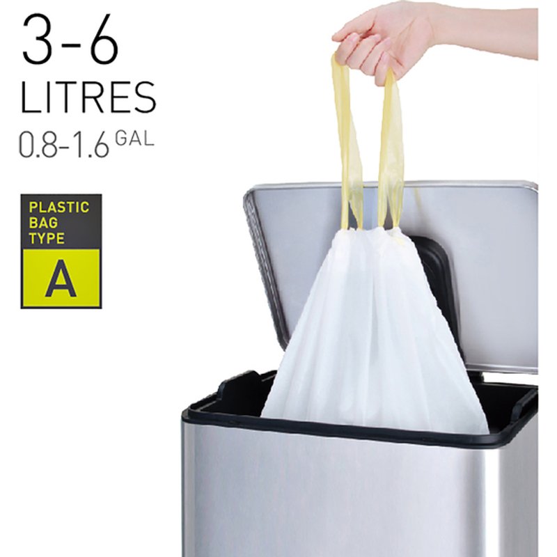 Afvalzak EKO MDPE type A met trekband 35x40cm 3-6L wit rol à 30 stuks