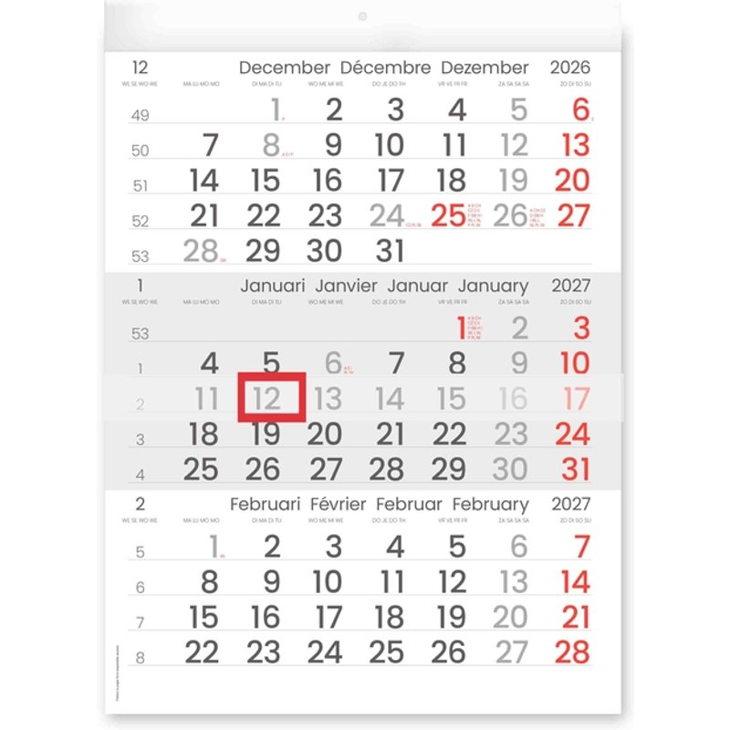 3-Maandkalender 2027 INNI Manager compact-formaat