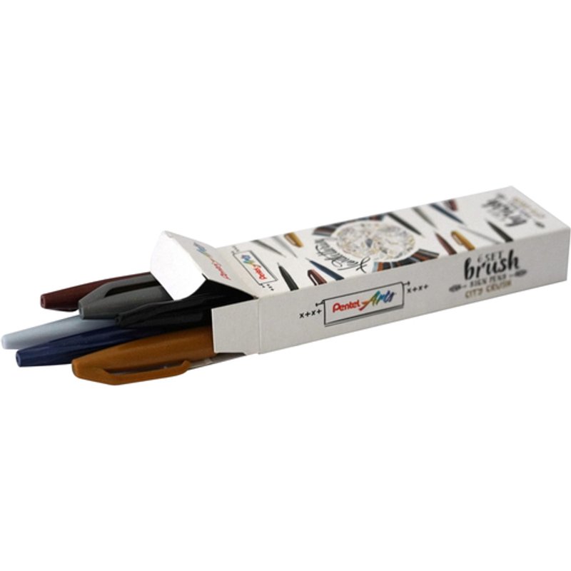 Brushpen Pentel Sign SES15C City Crush assorti 6 stuks