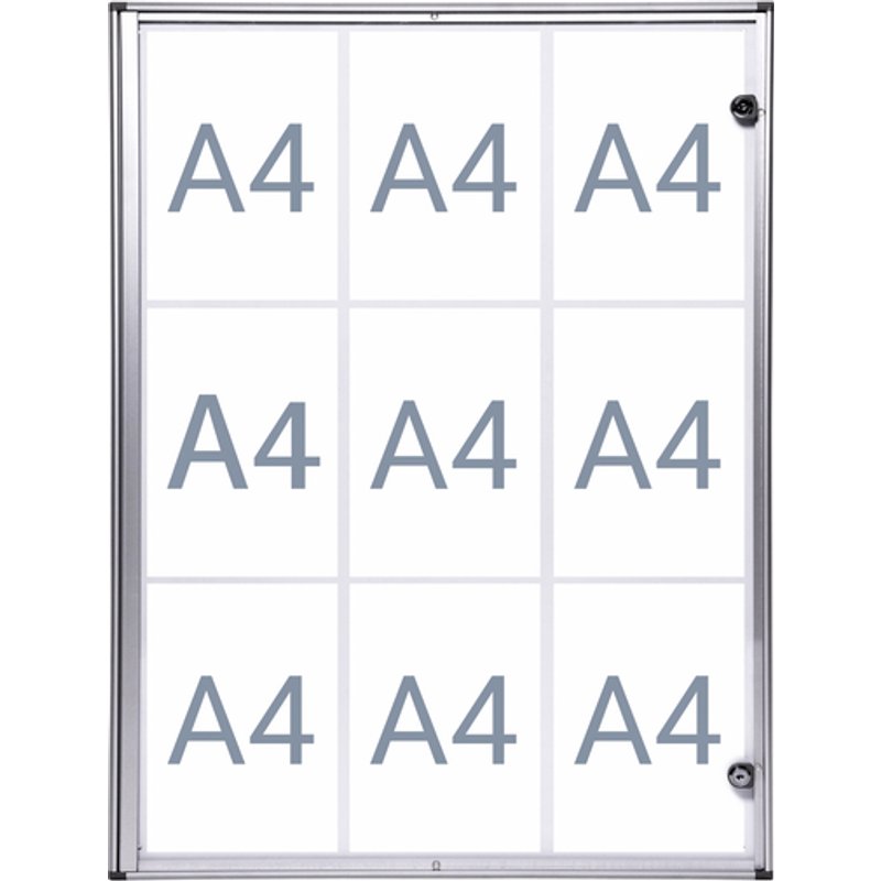 Binnenvitrine wand MAULextraslim whiteboard 9xA4 met slot