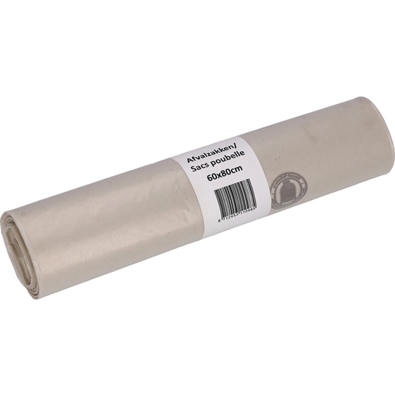 Afvalzak Cleaninq 60x80cm LDPE recycled T50 60L transparant rol à 20 stuks
