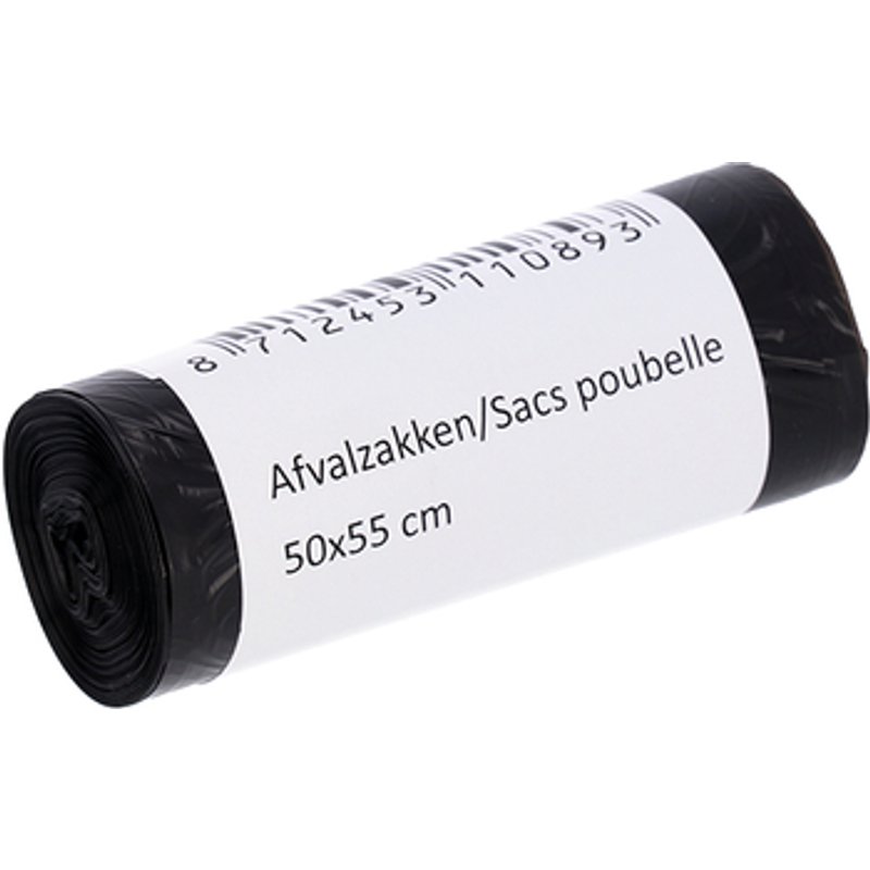 Afvalzak Cleaninq 50x55cm HDPE T15 25L zwart rol à 50 stuks