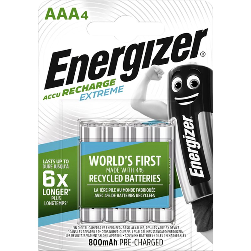 Batterij oplaadbaar Energizer 4x AAA 800mAh