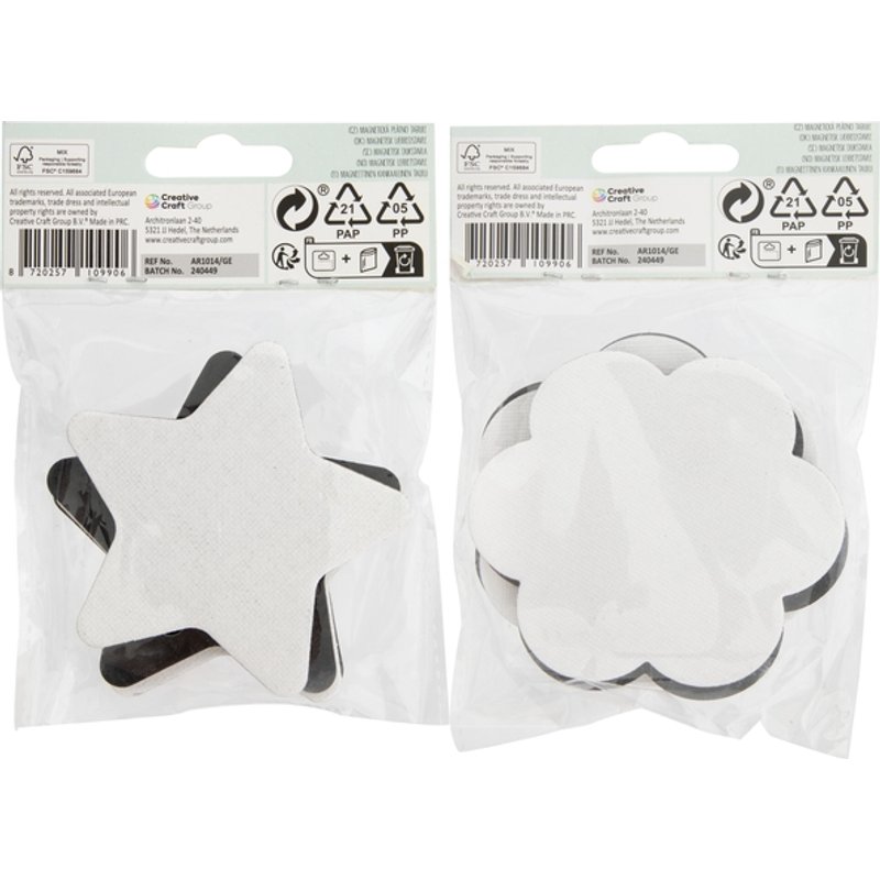 Canvas Nassau fine art ster en bloem 7,5cm magnetisch 4 stuks