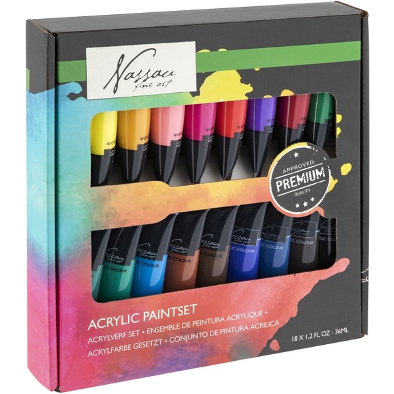 Acrylverf Nassau fine art doos à 18 tubes à 36ml