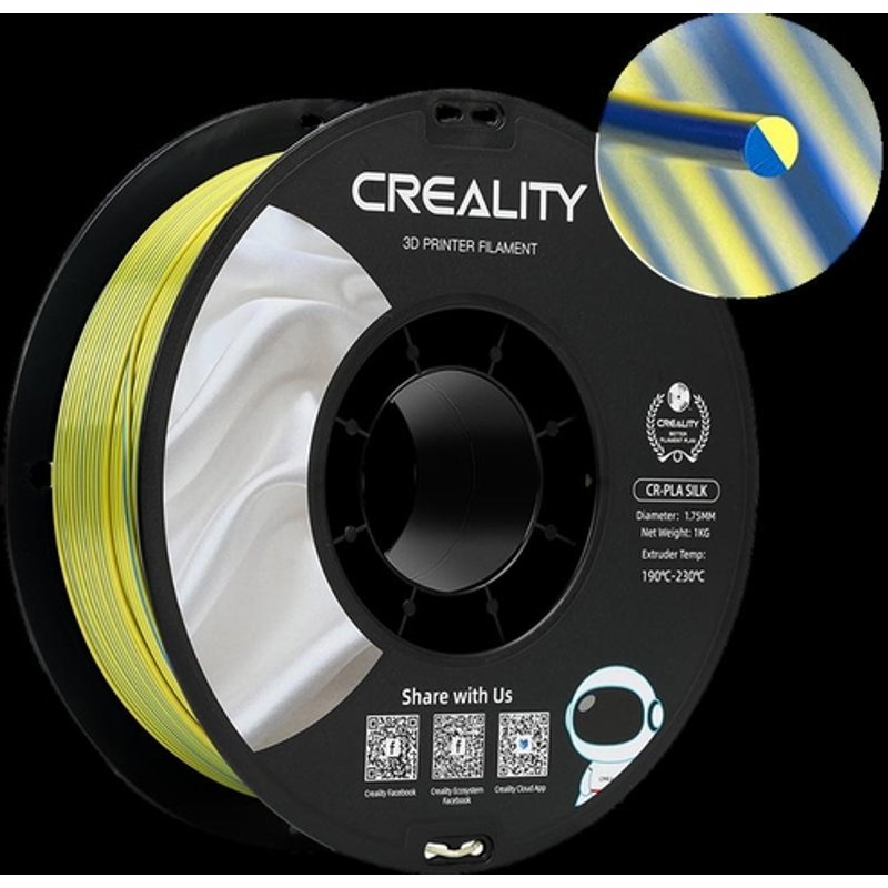3D Filament Creality PLA 1.75mm Silk geel blauw 1kg