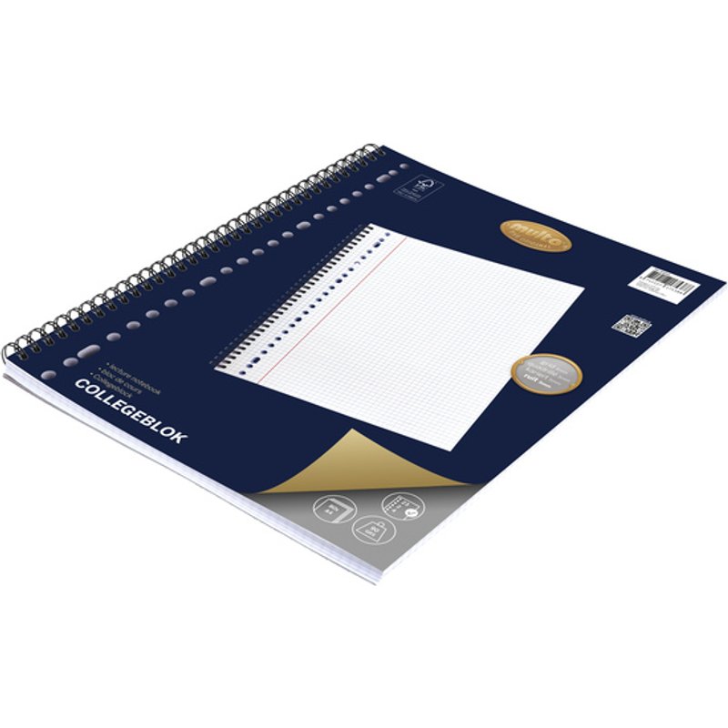 Collegeblok Multo A4 ruit 5mm 23 gaats 160 pagina's 90 gram