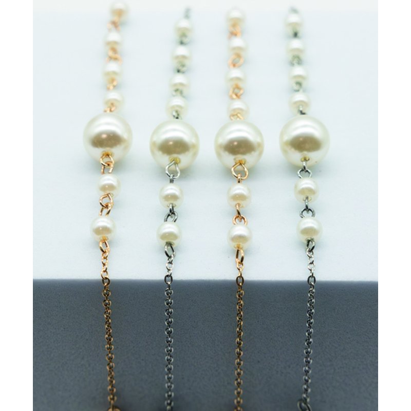 Brillenketting I Need You assorti parels met goud en zilver 4 stuks