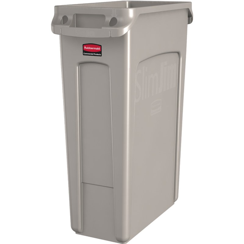 Afvalbak Rubbermaid Slim Jim Vented met luchtsleuven 87 liter grijs