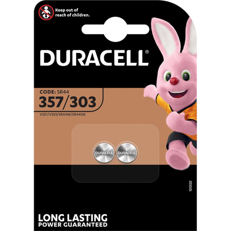Batterij Duracell knoopcel 2x357/303 zilver oxide Ø11,6mm 2 stuks