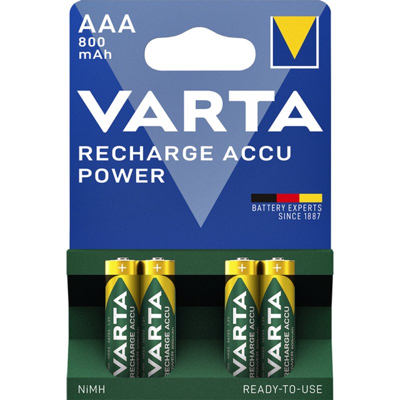 Batterij oplaadbaar VARTA 4x AAA 800mAh ready2use