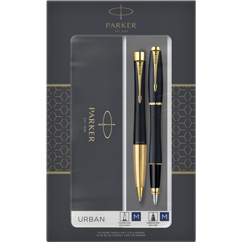 Balpen en vulpen Parker Urban matt black GT medium 2 stuks