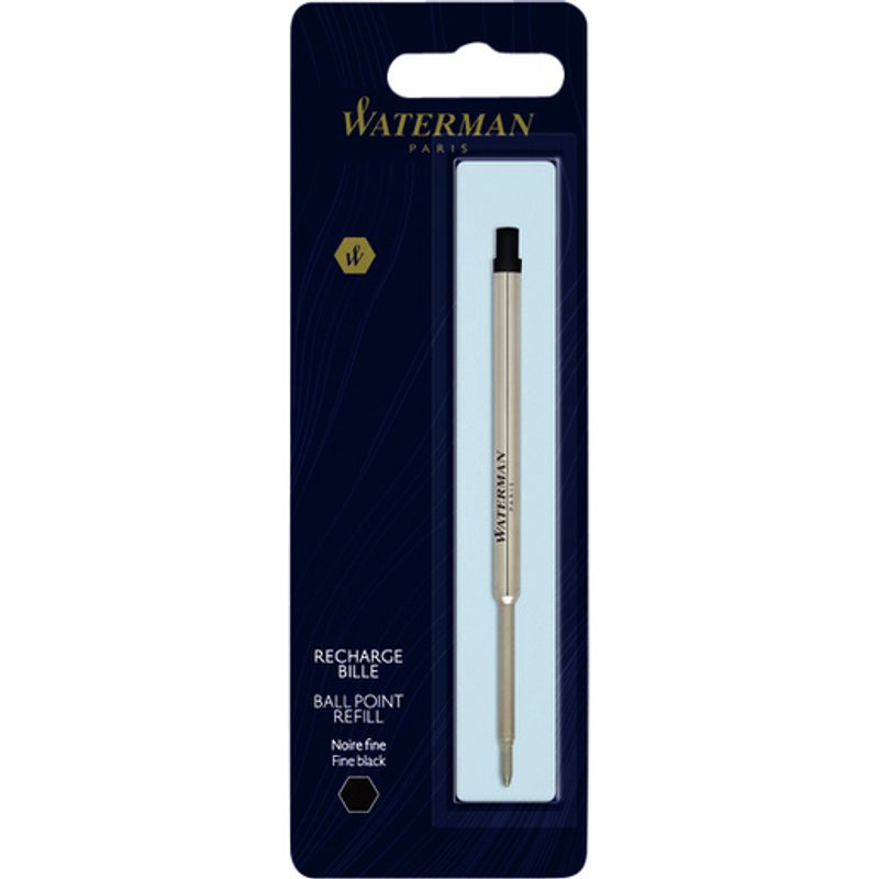 Balpenvulling Waterman fijn zwart blister à 1 stuk