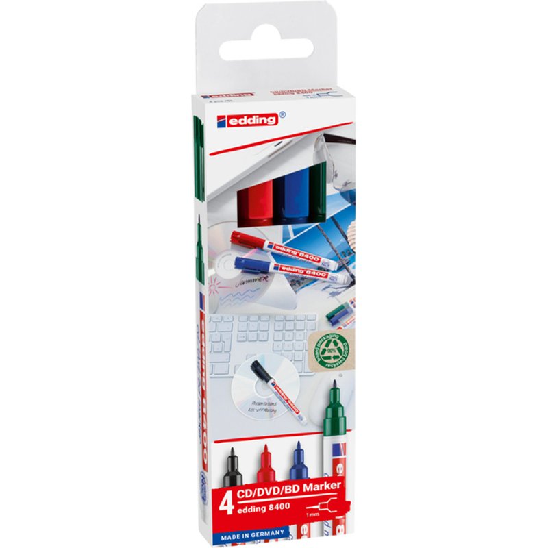 Cd marker edding 8400 rond 0.5-1.0mm assorti 4 stuks