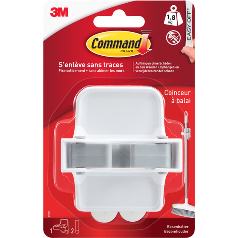 Bezemhouder Command inclusief bevestigingsstrip wit