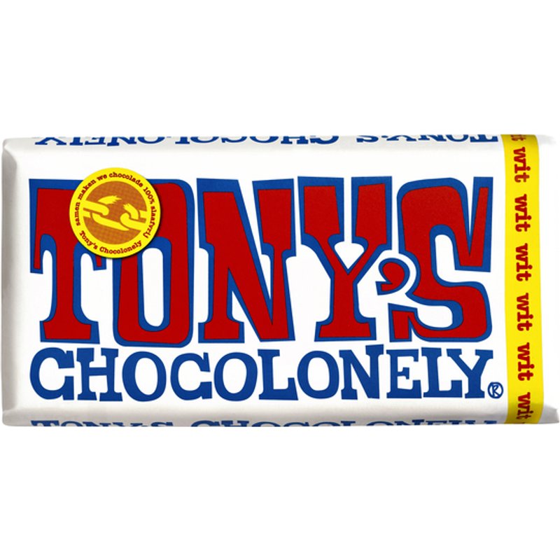 Chocolade Tony's Chocolonely wit reep 180gr
