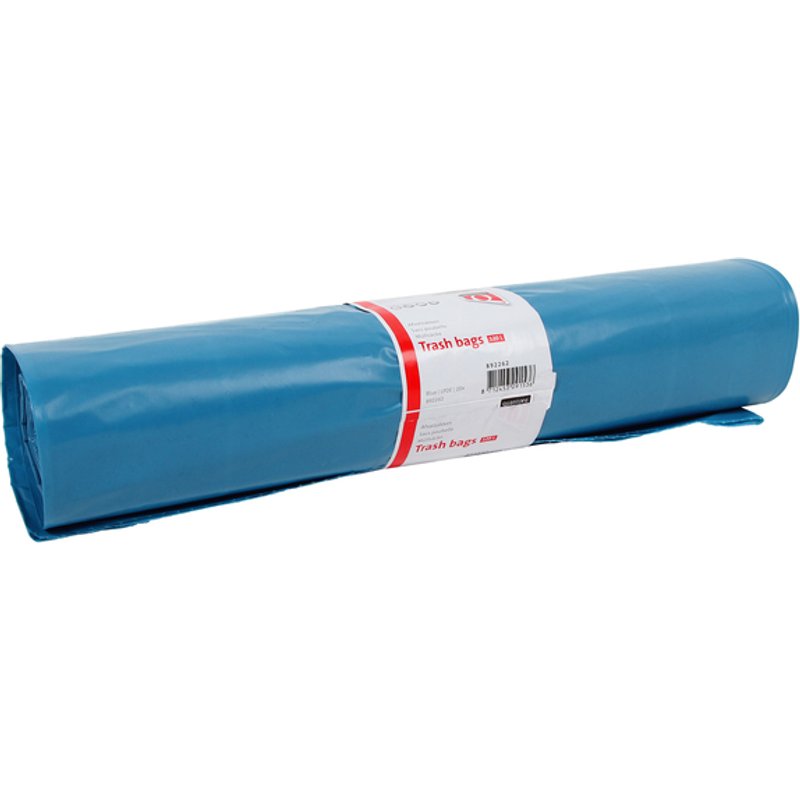 Afvalzak Quantore LDPE T60 120L blauw extra stevig 70x110cm rol à 20st