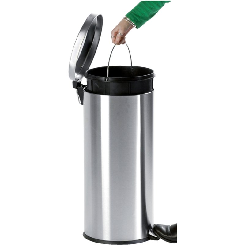 Afvalbak pedaalemmer RVS mat rond 30 liter